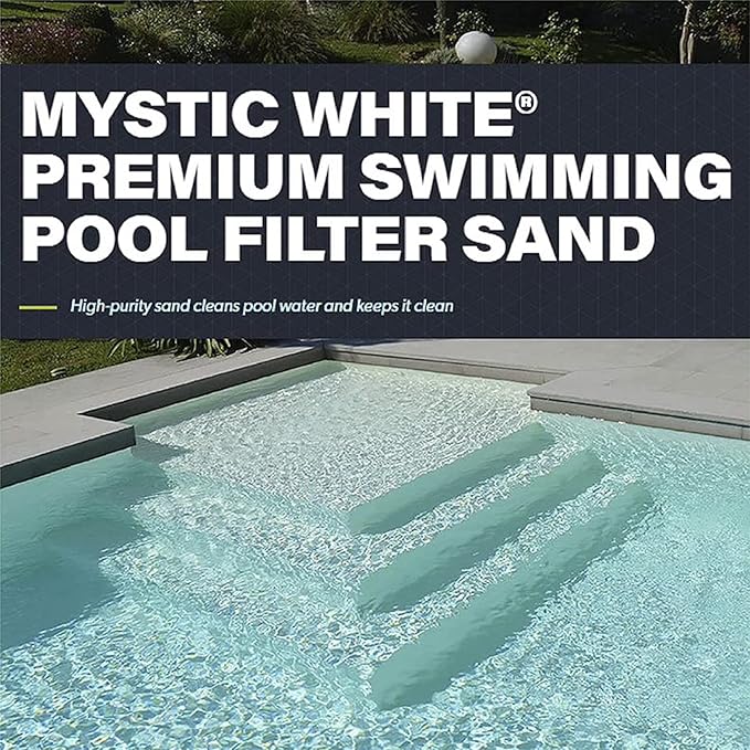 5 Pack Mystic White II Sand for Above Ground and Inground Pool Filter Pumps, 50 Lb - Accessories and Supplies for Swimming Pool System Cleaning and Maintenance