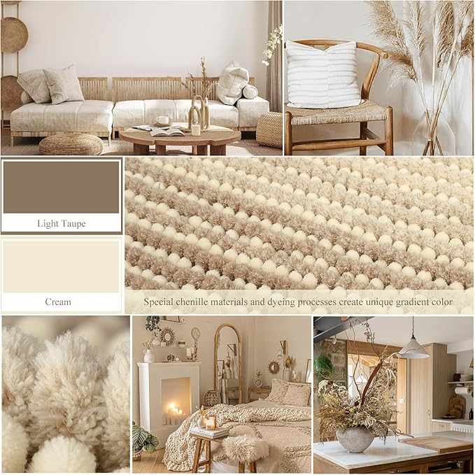 BSICPRO Bathroom Rugs, Bath Mat Rug for Bathroom Non Slip 20 x 32 Inches Water Absorbent Chenille Shower Floor Mats Machine Washable (Tan)