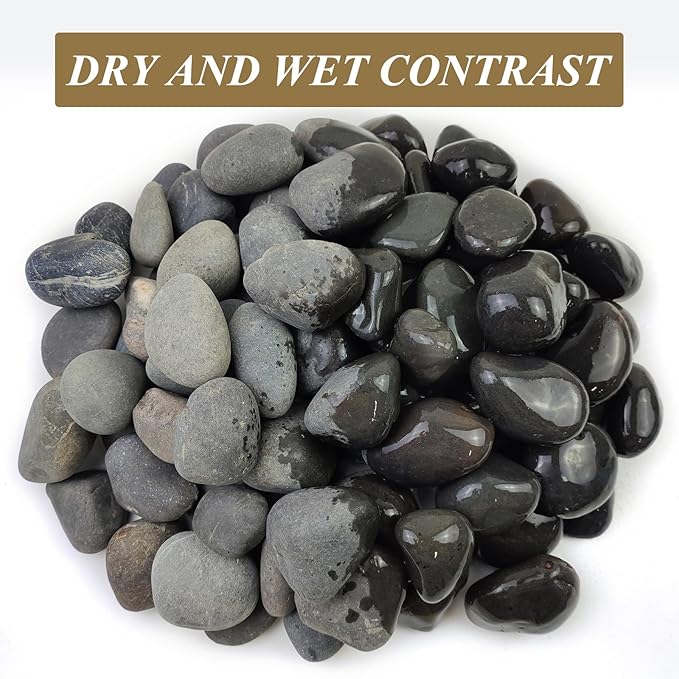 FANTIAN 5 lbs Black Stones Pebbles for Planters, 2-3 Inch Natural Decorative Black River Rocks for Outdoor Landscaping, Aquarium, Garden, Walkways, Fountain and Painting Rocks