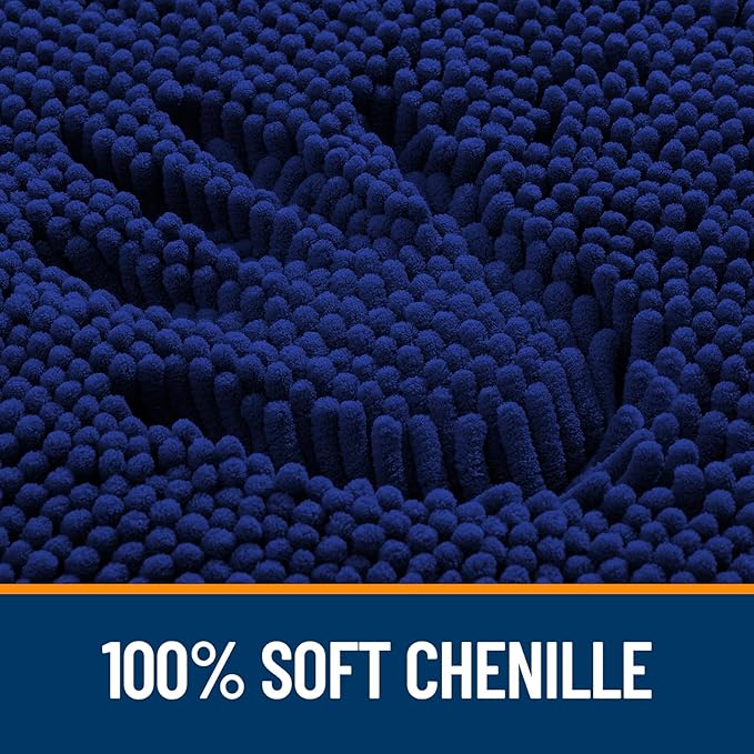 OLANLY Bathroom Rugs 47x32, Extra Soft Absorbent Chenille Bath Rugs, Rubber Backing Quick Dry, Machine Washable Bath Mats for Bathroom Floor, Tub and Shower, Home Decor Accessories, Navy