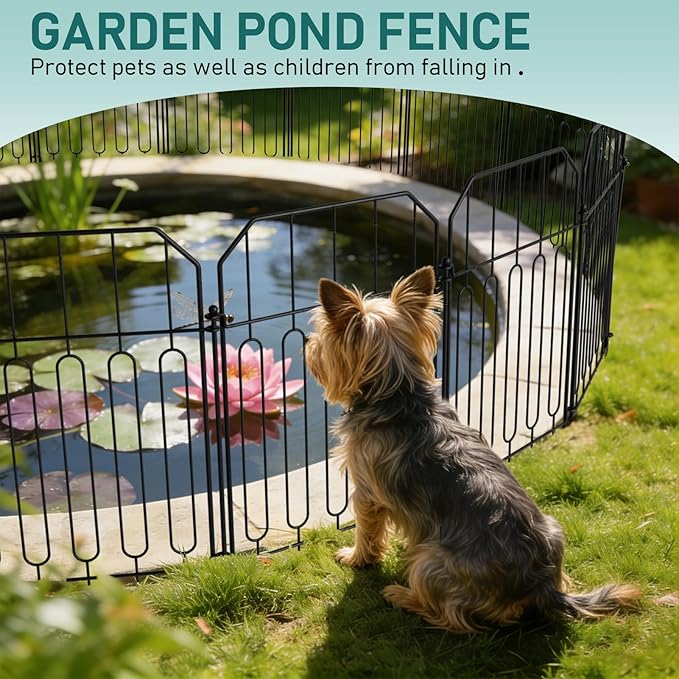 Goovilla Garden Fence, Total 25ft(L) x 21in(H) Garden Fencing Animal Barrier, 25 Pcs Rustproof Metal Wire No Dig Fence Panels, Black Decorative Garden Fences and Borders for Dogs, Flower Bed, Patio