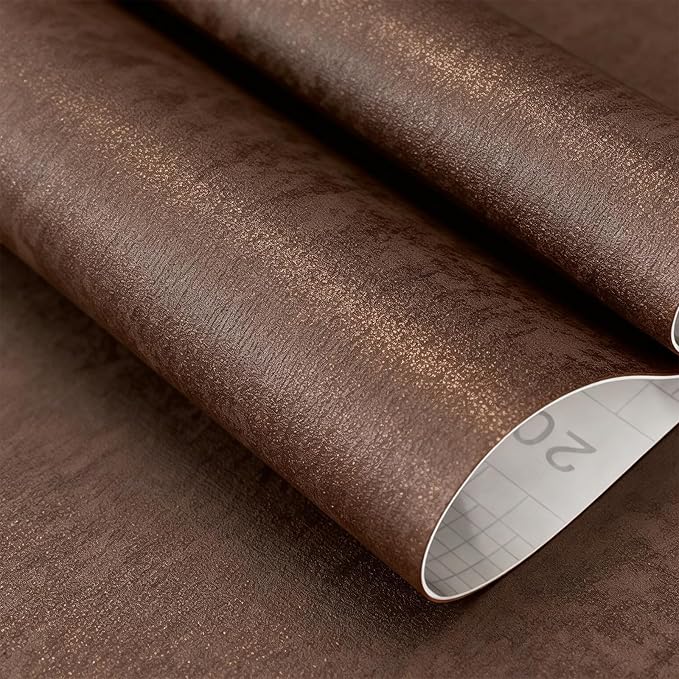 Moody Brown Peel and Stick Limewash Wallpaper 16'' x 590'' Dark Bronze