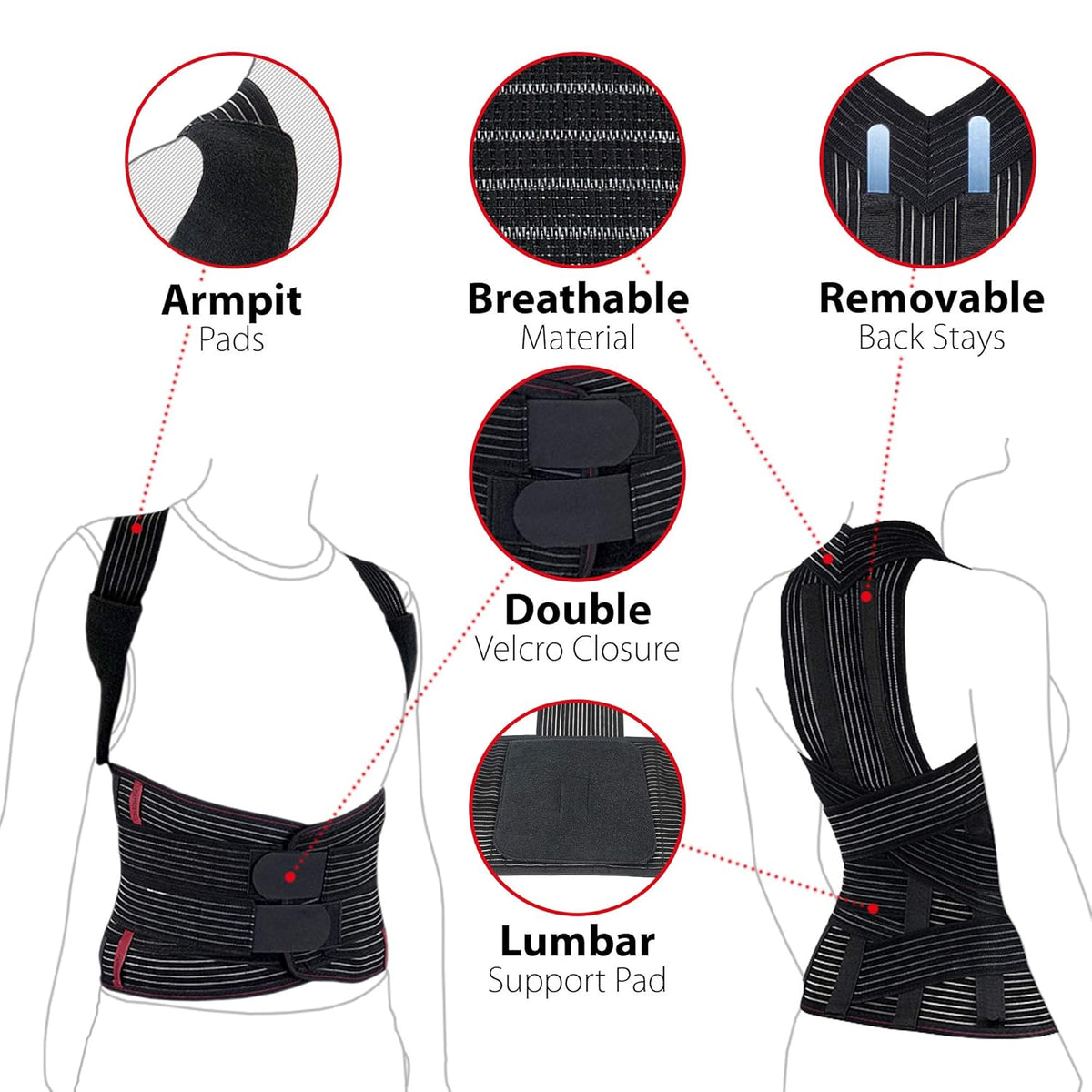 ORTONYX TLSO Full Back Support Brace - Lightweight & Breathable Pain Relief for Thoracic Kyphosis & Herniated Disc | ACHB5248-S