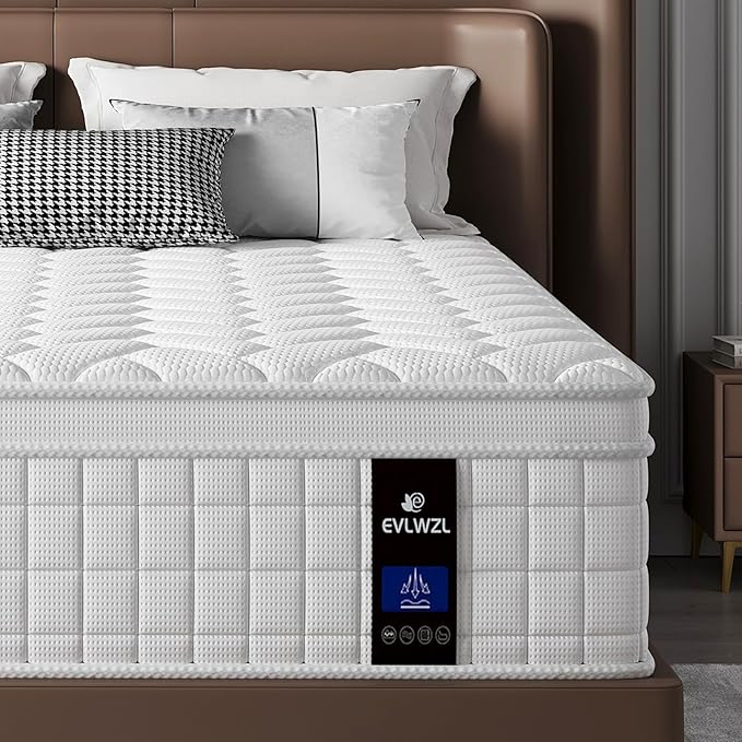Twin Mattress, 10 Inch Twin Size Mattress in a Box with Memory Foam Hybrid, Individual Pocket Spring for Provide Support and Improve Sleep,Medium Firm(White)