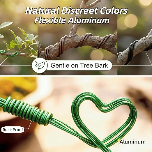 6 Roll Bonsai Wire Kit with Cutter, Total 160 Feet Aluminum Bonsai Training Wire in 4 Sizes (1.0, 1.5, 2.0, 2.5mm)