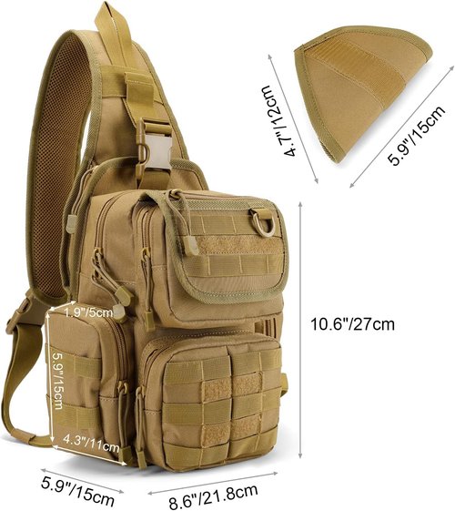 G4Free Tactical EDC Sling Bag Pack with Adjustable Holder Sling Shoulder Assault Range Backpack(Black)