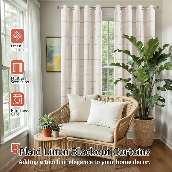 Lajode Linen Blackout Curtains for Living Room