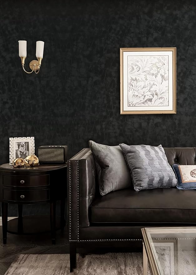 Yasinet Peel and Stick Wallpaper Black Removable Wallpaper Modern Black Contact