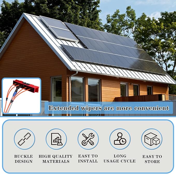 Water Fed Pole Kit Adjustable Solar Panel Cleaning Kit Cleaner Tool for Window Glass Roof Outdoor Glass Brush Window Washing Equipment (26FT)