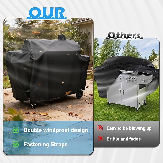 Utheer Grill Cover for Pit Boss PB1230 Combo Grill, Waterproof 600D Grill Cover for PB1100PSC2 & PB1100PSC1 Pro Series Triple-Function Wood Pellet/Gas Combo Grill, for PB 67364