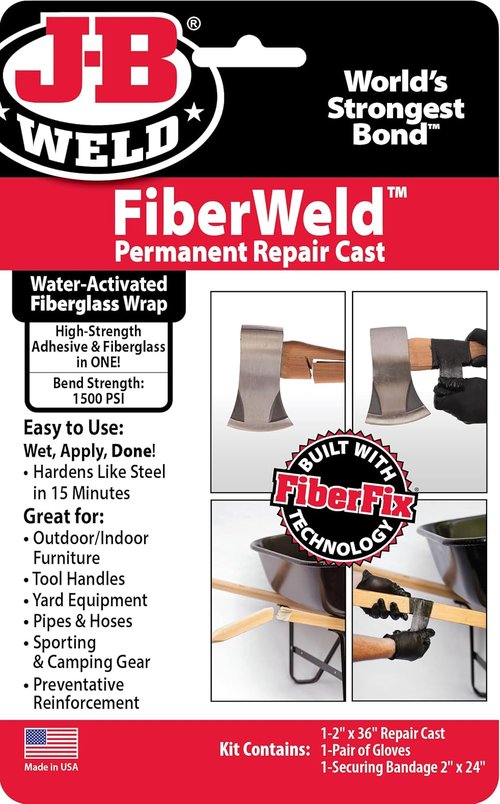 FiberWeld Permanent Repair Cast - High Strength Adhesive Fiberglass Wrap - 2x36 Inch, Black