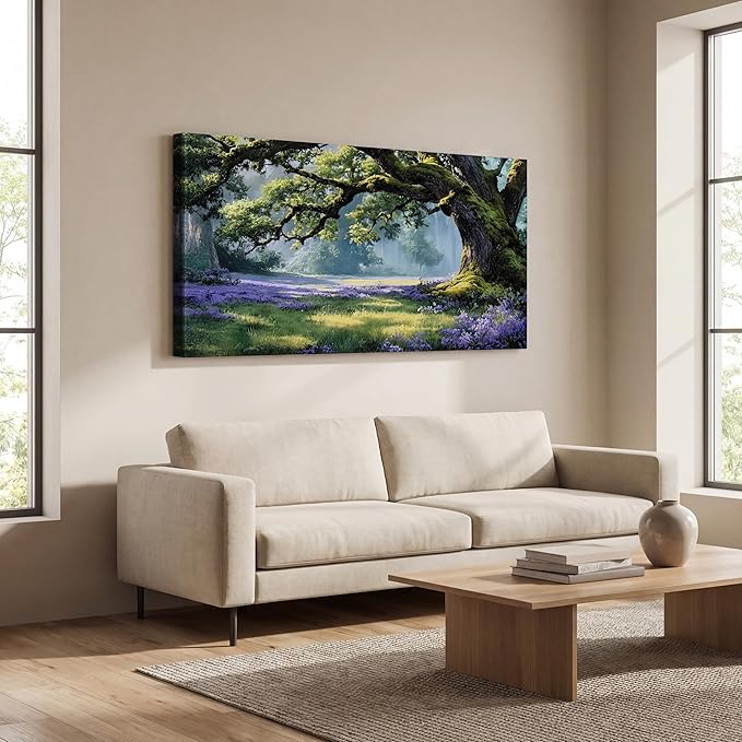 Ardemy Giant Tree Forest Canvas Wall Art 40"x20" Picture – Sunlit Landscape