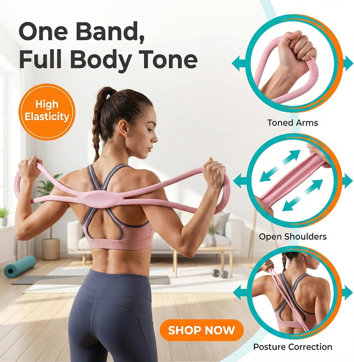 Skiennix Resistance Bands - Durable Figure 8 Rubber Bands for Arm, Back & Shoulder Workouts | Portable Design