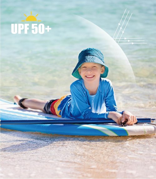 5T to Youth UPF 50+ Long Sleeve Rash Guard - Boys and Girls UV Protection Moisture Wicking Athletic T-Shirt