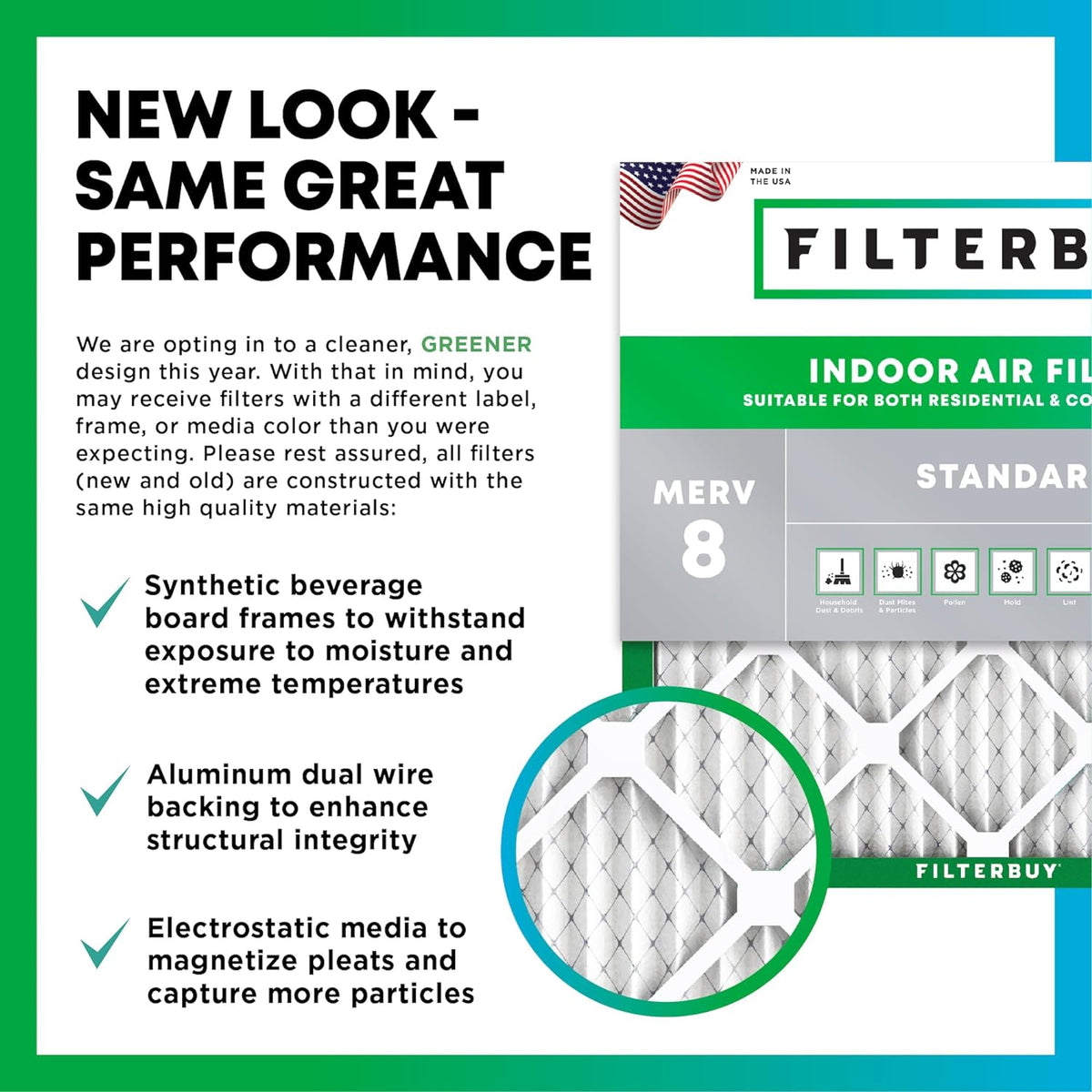 Filterbuy 21x23x1 Air Filter MERV 8 (MPR 700) Dust Defense Replacement (6-Pack), Electrostatic Pleated HVAC AC Furnace Filters, Made in USA (Actual Size: 20.50 x 22.50 x 0.75)