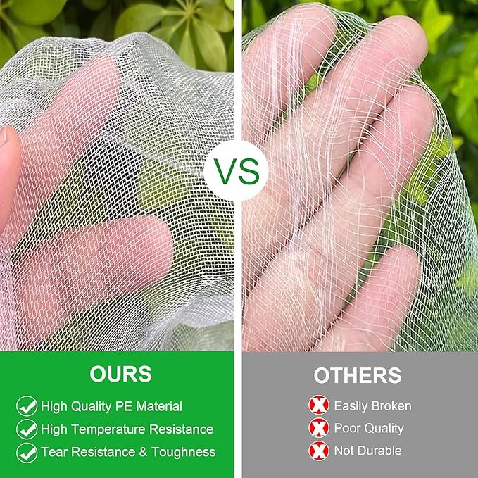 Garden Netting 10x50FT Ultra Fine Mesh Netting Bird Barrier Protection Vegetable Fruit Tree Bushes Plant Cover for Raised Bed