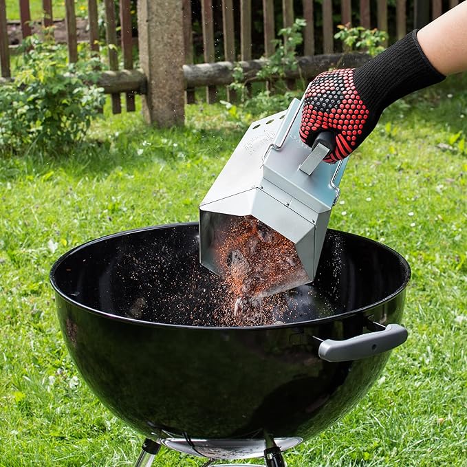 onlyfire BBQ Chimney Starter for Charcoal Grills and Barbecues, Charcoal Starter Barbecue Fire Starter with Heat Shield and Stay-Cool Handle, Outdoor Cooking Grill Tool Grilling Accessories