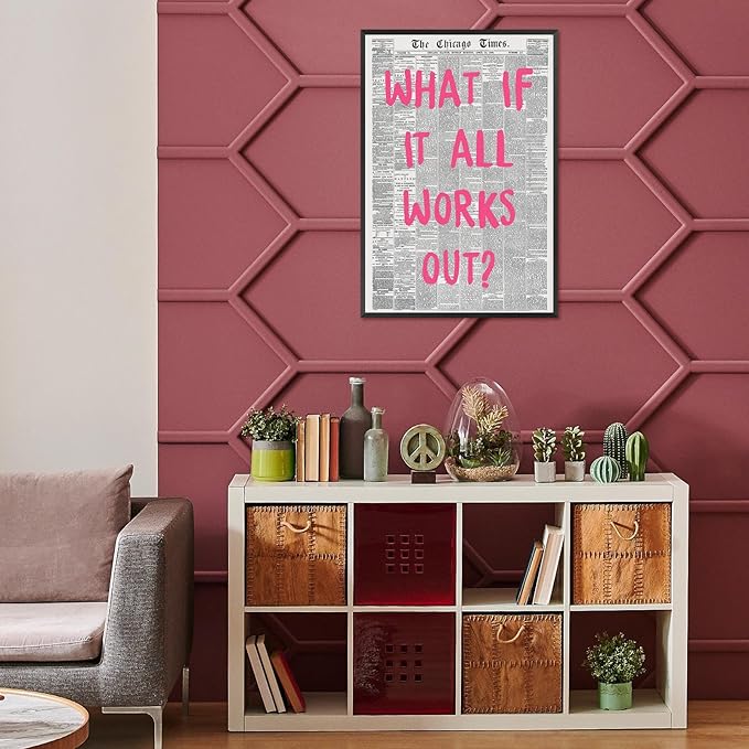 Liyark Retro Trendy Newspaper Canvas Wall Art 'What If All Works Out' Poster