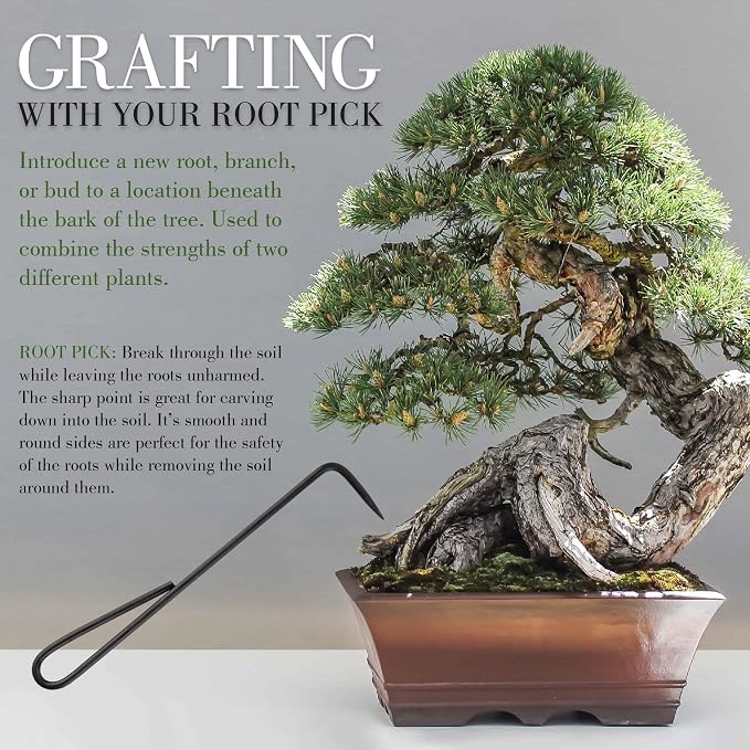 BambooMN Bonsai 2pc Set - 9" Root Pick and 9" Root Rake - 10 Sets