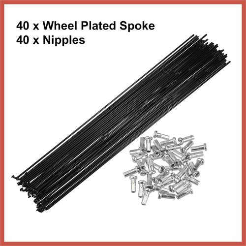 ACROPIX 40 Pcs Bicycle Steel Spokes 14G Bike Spoke 292mm Length with Nipples for Most Bicycle Car Parts