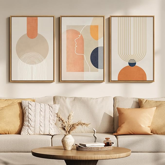 3 Piece Framed Abstract Boho Canvas Wall Art