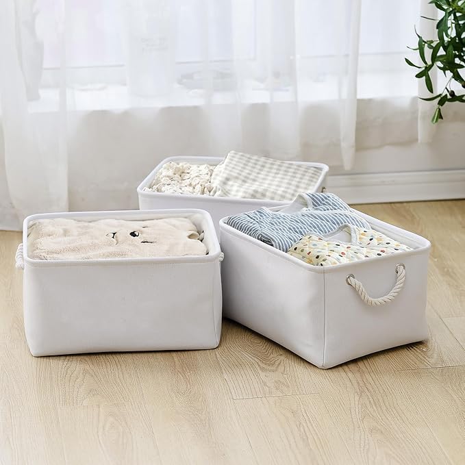 TheWarmHome Fabric Storage Bin, Large 1 Pack 15.7L*11.8W*8.3H Storage Basket for Home Storage and Organization, Shelf Basket with Cover for Living Room Bedroom Closet???White