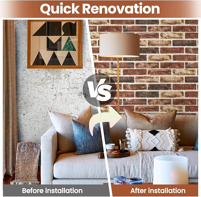3D Wall Panels Brick Peel and Stick 26.7"x13.4"-10 PCS