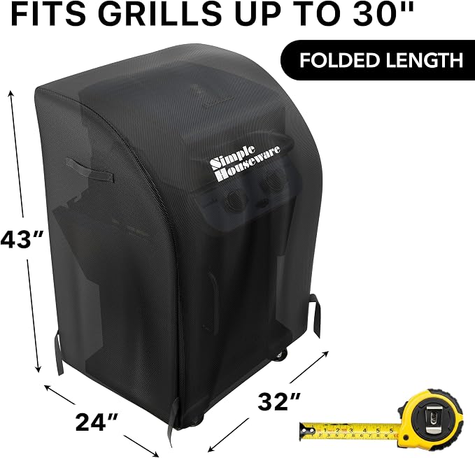 Simple Houseware 32 in. Heavy-Duty BBQ Gas Grill Cover, 600D Polyester Waterproof, Weather-Resistant