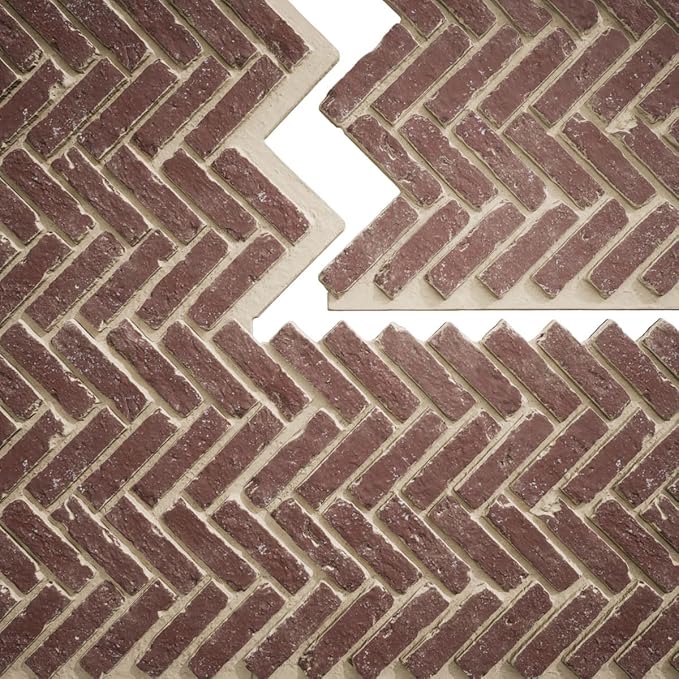 EverStone Herringbone Faux Brick Panel, 46 1/2"W x 25 1/4"H x 1"D, Old Town