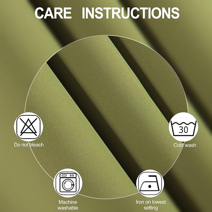 LEMOMO Olive Green Thermal Blackout Curtains/42 x 72 Inch/Set of 2 Panels Room