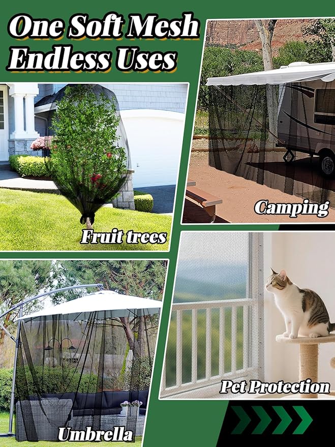 ANPHSIN 2 Pcs 13x10ft Nearly Invisible Mosquito Net for Patio - Mesh Netting Screen for Outdoor Garden Porch Balcony, Protects Skin & Plants from Bugs, Birds, Black
