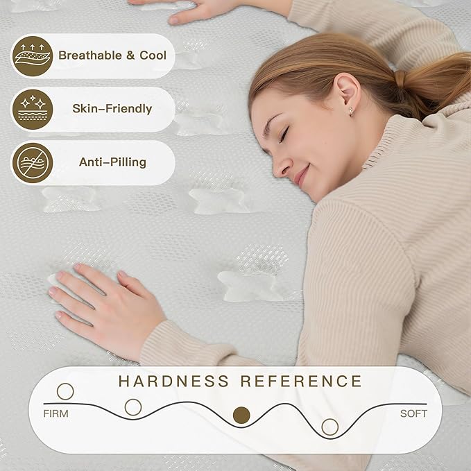 King Size Mattress 12 Inch, King Mattress in a Box, Hybrid Gel Memory Foam Medium Firm Feel Individual Pocket Springs Matress, Breathable Fabric, Strong Edge Support, Fiberglass Free