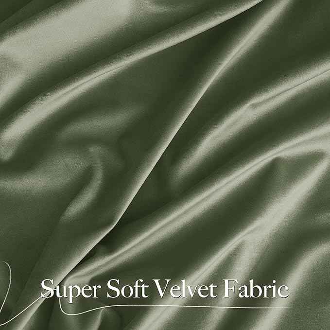 NICETOWN Sage Green Velvet Curtains & Drapes 108 inches Long 2 Panels, Elegant