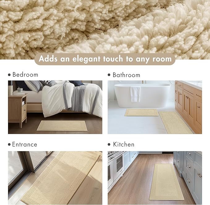 Madison Park Splendor Reversible 100% Cotton Tufted Bathroom Rug-3000 GSM Hotel Quality Luxurious Plush Medium Pile Bath Mat Absorbent, Quick Dry, Shower Room Décor, 17x24 Natural
