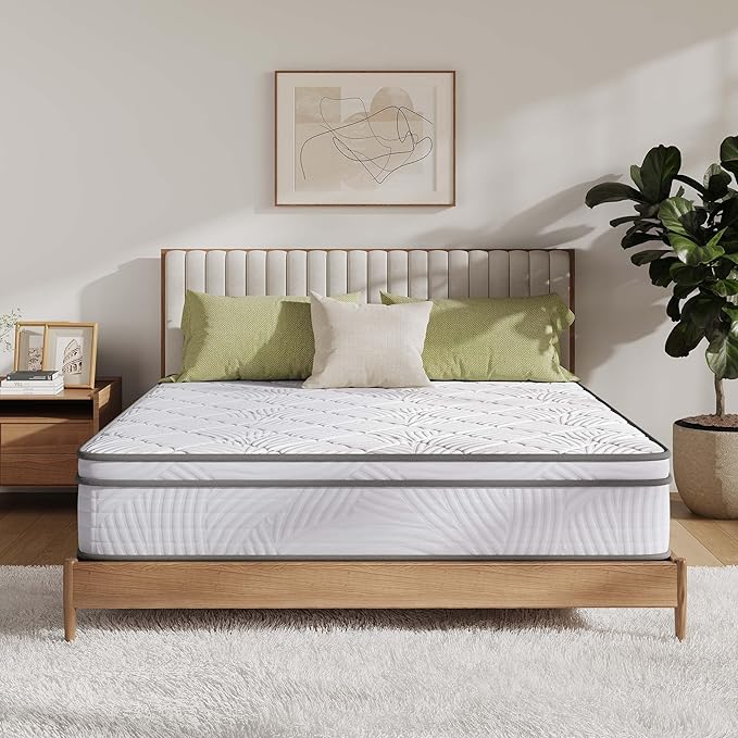 Novilla King Size Mattress 14 Inch, Hybrid King Mattress in a Box for Back Pain Relief & Support, Spring Mattresses 14 Inch with Motion Isolation & Comfy Pillow Top, Certipur-Us Certified