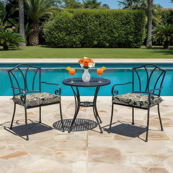 LVTXIII Outdoor Chair Cushions, Fade-Resistant Patio Furniture Cushions Outdoor Chair Pads with Ties for Dining Chairs and Garden Furniture Use, 22"x22"x3" Pack of 2, Paisley Sapphire Blue