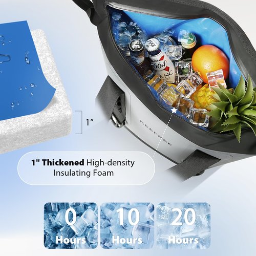 KEEFREE Tote Cooler 20 Can Insulated Soft Cooler Bag Waterproof Handbag Shoulder Bag for Lunch Drink Beverage Picnic BBQ Beach Hiking Fishing Camping Travel (Grey)