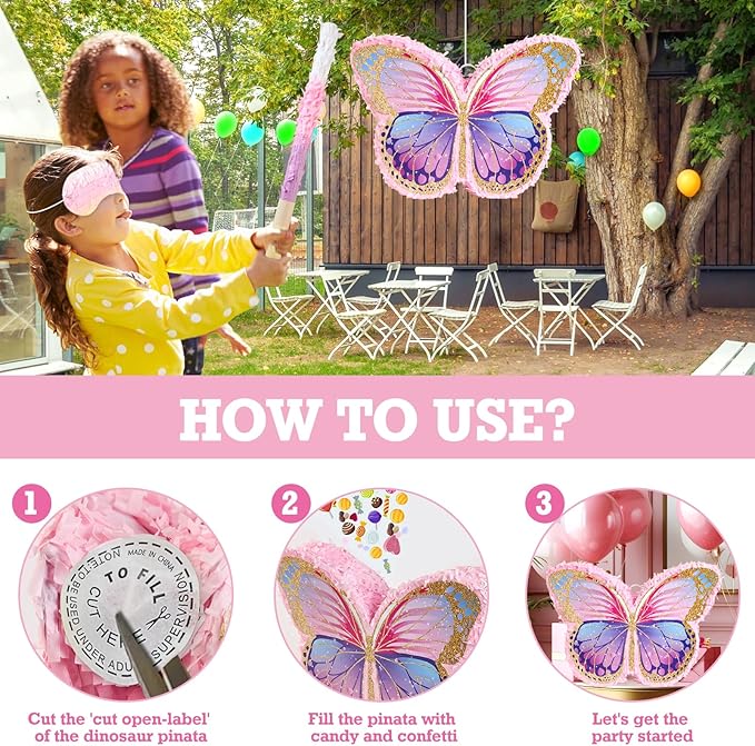 Small Butterfly Party Decorations, Butterfly Birthday Party Favors with Stick and Blindfold, Girls Butterfly Party Supplies, Fairy Theme Party Decorations