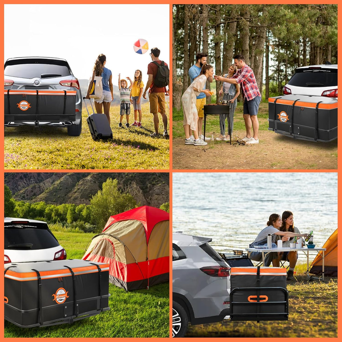 Sailnovo Waterproof Hitch Cargo Carrier Bag - 20 Cubic Feet Soft Shell Storage with 8 Straps & Lock