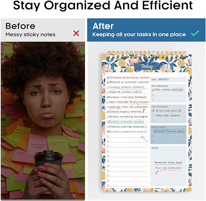 Taja To Do List Notepad - To Do List Notebook for Work with 52 Sheets, Undated Daily Planner Perfect for Daily Tasks and Goal Setting, Notepad Suitable for Office, Home & School - Citrus Grove