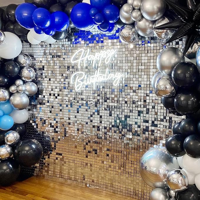 COKAOBE Silver Shimmer Wall Backdrop, Photo Backdrops