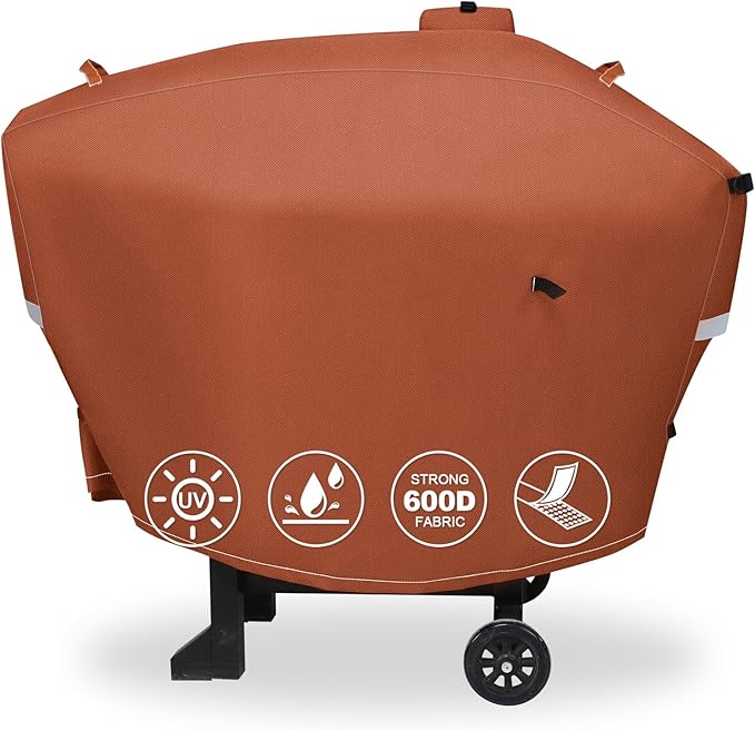 QuliMetal Grill Cover for Camp Chef 24 Pellet Grills, Model DLX 24, SmokePro 24, Woodwind 24 Pro Pellet Grills, PG24, PG24LS, PG24S, PG24SE, PG24LTD, PG24XT, SG24, SmokePro DLX, Anti-UV 600D, Brown