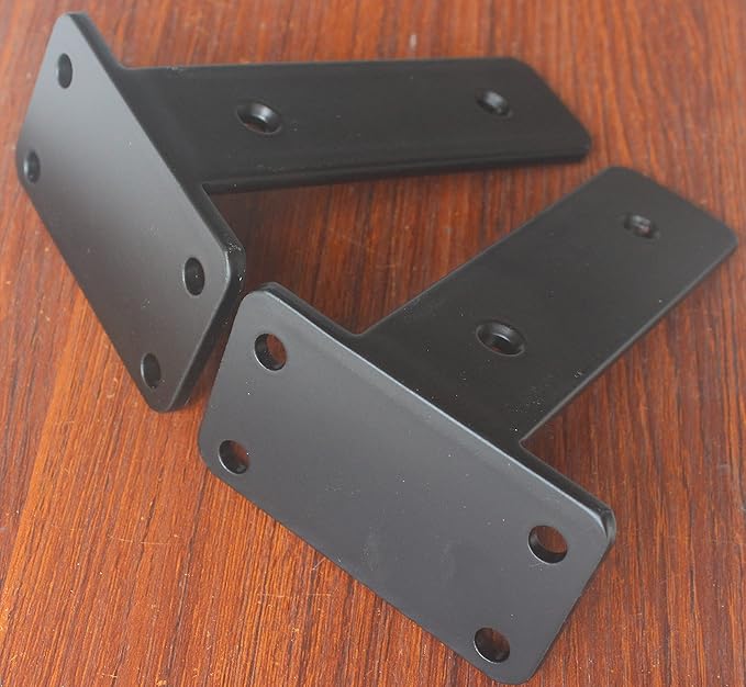 6 Pack - 5 inch Black Hidden L Shelf Bracket Iron Floating Shelf Brackets