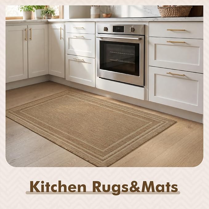 MontVoo-3x5 Outdoor Rug Porch Entryway Rug-Polypropylene Indoor Outdoor Rugs for Entryway Kitchen Balcony Patio, Textured Weave, Durable, Fade-Resistant, Non-Shedding, Modern Neutral Brown