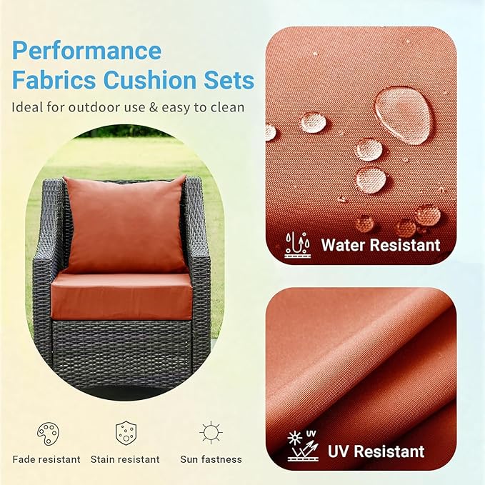 IPYNBAP Outdoor Cushions for Patio Furniture,Outdoor Seat Cushion Set 24 x 24 x 5.75 Inch,Waterproof & Fade Resistant Outdoor Chair Cushions,Deep Patio Chair Cushion with Removable Cover,Spice