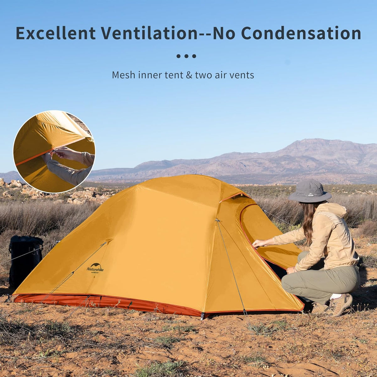 Naturehike Cloud-Up 3 Person Lightweight Backpacking Tent with Footprint - 3 Season Free Standing Dome Camping Hiking Waterproof Backpack Tents
