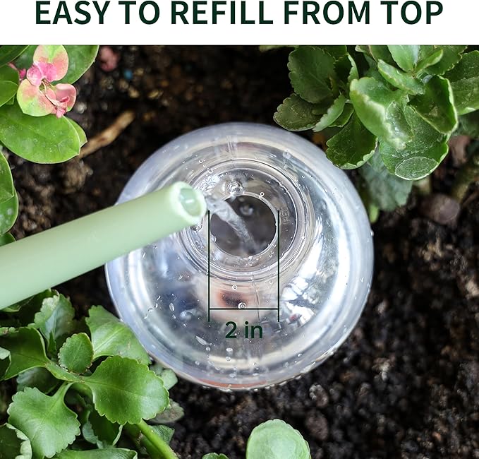 Soilagua 19 oz Extra Large Plant Self Watering Globes Top Fill, Plastic Water Bulbs, Slow Release Terracotta Self Watering Planter Insert, Plant Watering Devices System, Water Spikes Stakes, 4 Pack