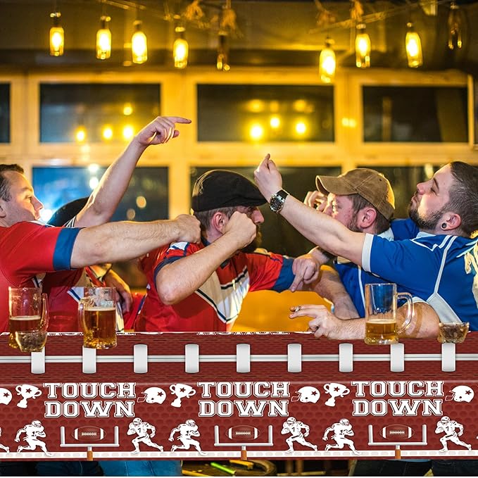 2 PCS Football Tablecloth Plastic 54 X 108Inch, Football Party Decorations Table Cloth Disposable Football Field Tablecloth Touchdown Table Cover for Football Birthday Party Supplies (Football)