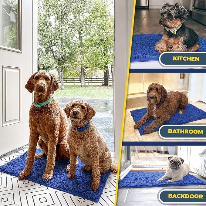 Muddy Mat® | Super Water Absorbent Door Mat Indoor, Microfiber Quick Dry Chenille Entryway Rug, Slip Resistant Front Door Mat, Indoor Mats for Entryway, Machine Washable Pet Rug, Periwinkle 24" x 60"