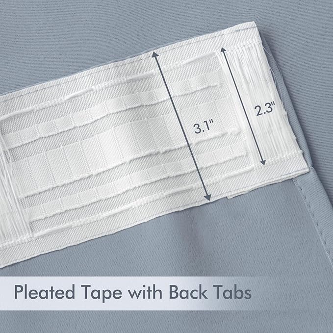 MIULEE Light Blue Back Tab Blackout Curtains 72 Inches Long 2 Panels Set